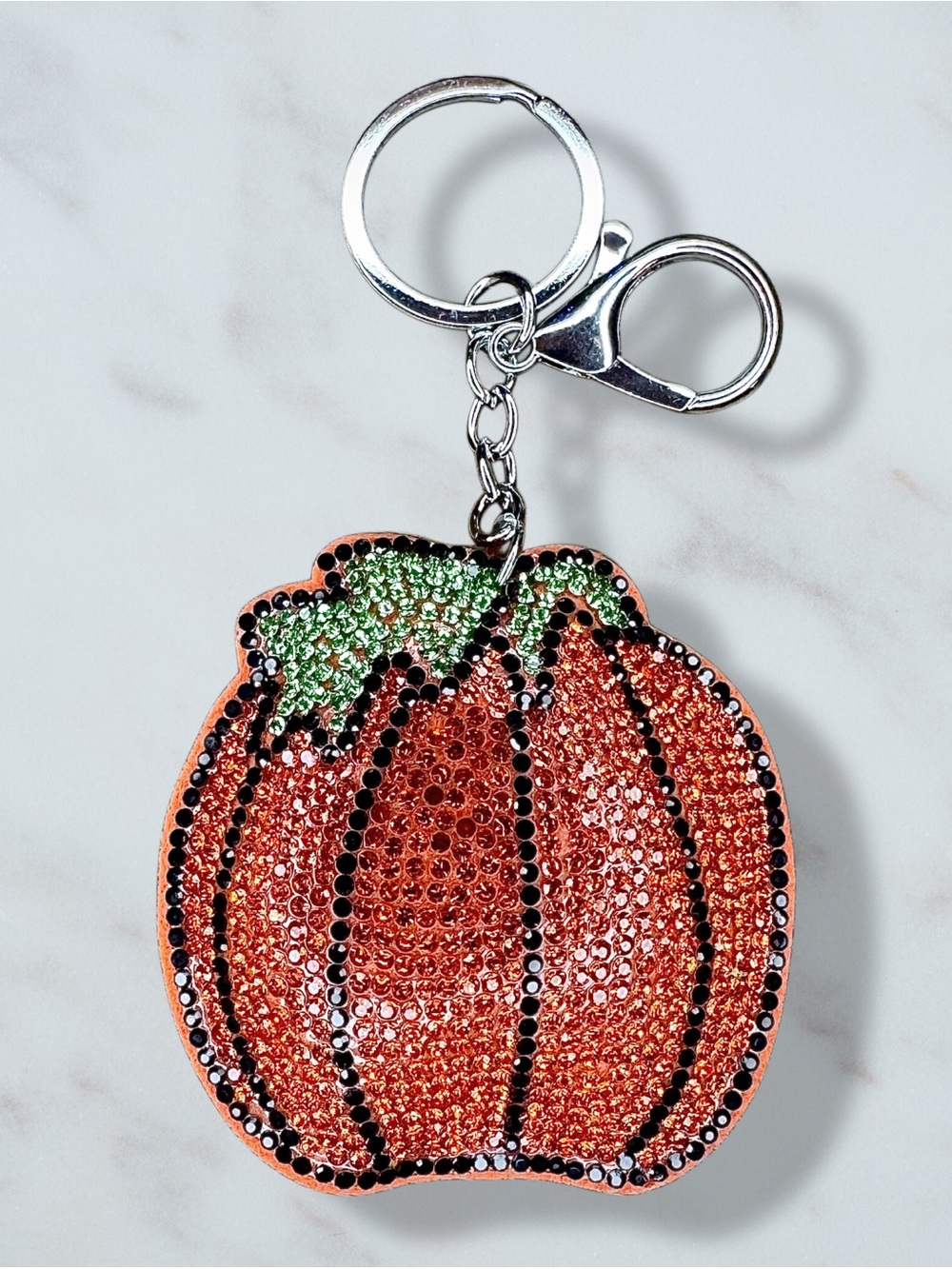 Pumpkin Rhinestone Charm Keychain